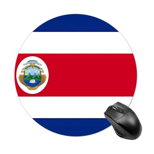 FekiLoot Tapis de souris rond avec motif drapeau du Costa Rica - 20 cm - Imperméable - Avec base en caoutchouc antidérapant - Confortable et portable - Pour bureau, ordinateur portable, jeux et bureau
