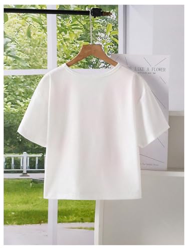 OYOANGLE Girl's Bow Top Short Sleeve Crew Neck T Shirts Cute Summer Tops2