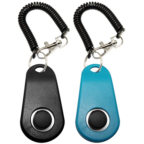 Hoaooo Pet Training Clicker With Wrist Strap - Dog Training Clickers (Black +Lake Blue) #TOP17