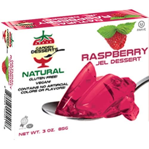 Garden Desserts - Mezcla de postre natural de gelatina vegana Frambuesa Sin gluten, sin lácteos, sin OMG, gelatina sin gelatina kosher, caja de 3