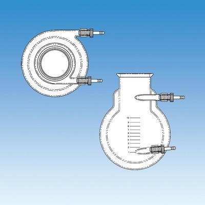 6535-07 Series Spherical Reaction Flask, Schott-Duran Flange, Jacketed, O-Ring Groove, 200 mm ID, 5L Capacity