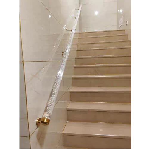 Barandilla acrílica transparente para escaleras de interior, barras de agarre montadas en la pared, diseño de burbujas, 140 cm de longitud, barandilla transparente duradera para seguridad y apoyo