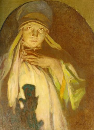 Cuadro en lienzo Alphonse Mucha L'incantatrice para decoración de paredes de salón 60x90cm