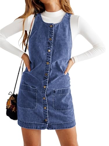 Yousify Womens Casual Sleeveless Denim Dresses Button Down Summer Jean