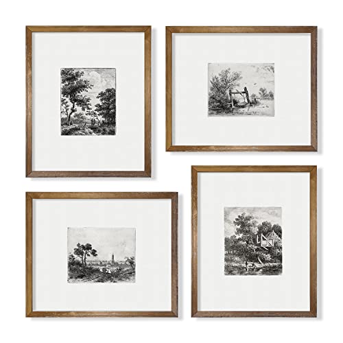 Black White Tree Sketch Drawing - Vintage Woodland Picture Print - French Country Kitchen Bathroom Bedroom - Minimalist Neutral Botanical Set - Boho Farmhouse Room Decor - Aesthetic Landscape Poster #TOP24