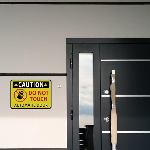 Image of CVANU Caution Do Not Touch Automatic Door Warning Safety Self-Adhesive Waterproof PVC Vinyl Sign Sticker Size (11.7inchX8.3inch) Pack of 10