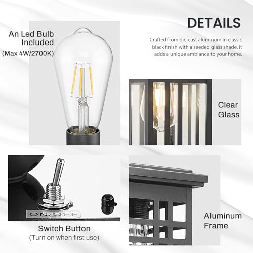 Image of zeyu 2-Pack 12-Inch Solar Column Light, Clear Glass, Black, 20068-P-2 SL BK