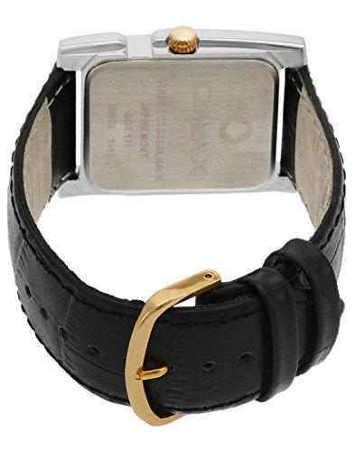 Image of OMAX Analog Black Dial Gold Case with Black Genuine Leather Office Casual Wear Mens Watch-BGS171A002