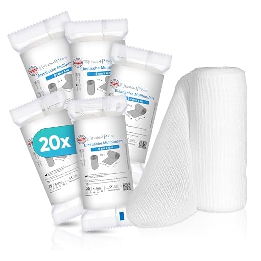 Health Press® Venda de gasa - Venda (6cm x 4m) 20 rollos - Venda elástica - Dispositivo médico - Venda de fijación dermatológicamente probada - Venda Ideal para primeros auxilios y cuidado de heridas