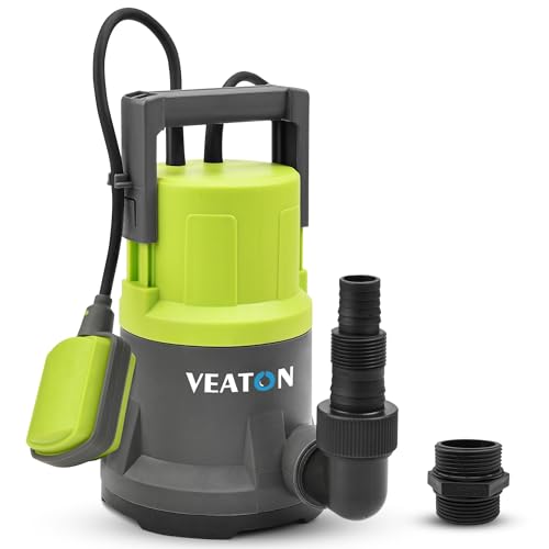 VEATON 400W Clean Water Submersible Pump 11000L/H Compact Utility Pump with Float Switch and Hose Connector for Pool Hot Tub Pond and Garden Water Transfer