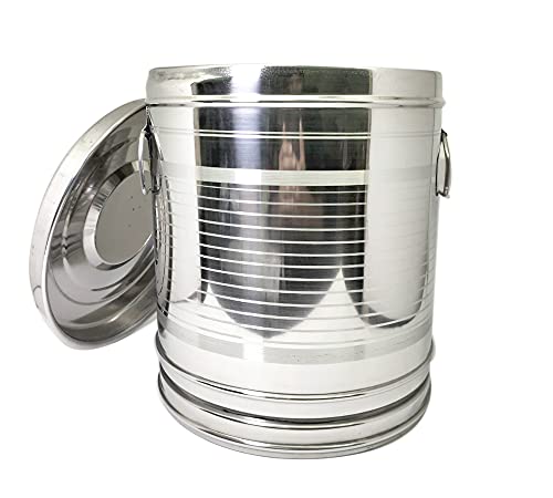 Image of Stainless steel Large Container /Storage Set of 2 (Dishwasher Safe, 10 KG, 15 KG, Grocery Container, Atta /Rice Storage Container)