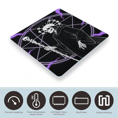 Balanza digital de baño con diseño de cráneo y vidrio templado miniatura 3