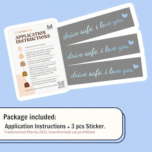 Image of Miarita 3X Drive Safe I Love You Holographic Rearview Mirror Decal, Car Window Decals, Car Stickers for Women, I Love You Drive Safe Mirror Sticker