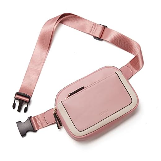 CLUCI Bolsa feminina de cinto para mulheres, bolsa transversal mini Everywhere, alça ajustável, pochete feminina de couro vegano, Rosa com branco, One Size