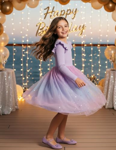 Image of PATPAT Girl's Tulle Dress Tutu Party Birthday Poster Formal Fancy Flower Princess Dresses