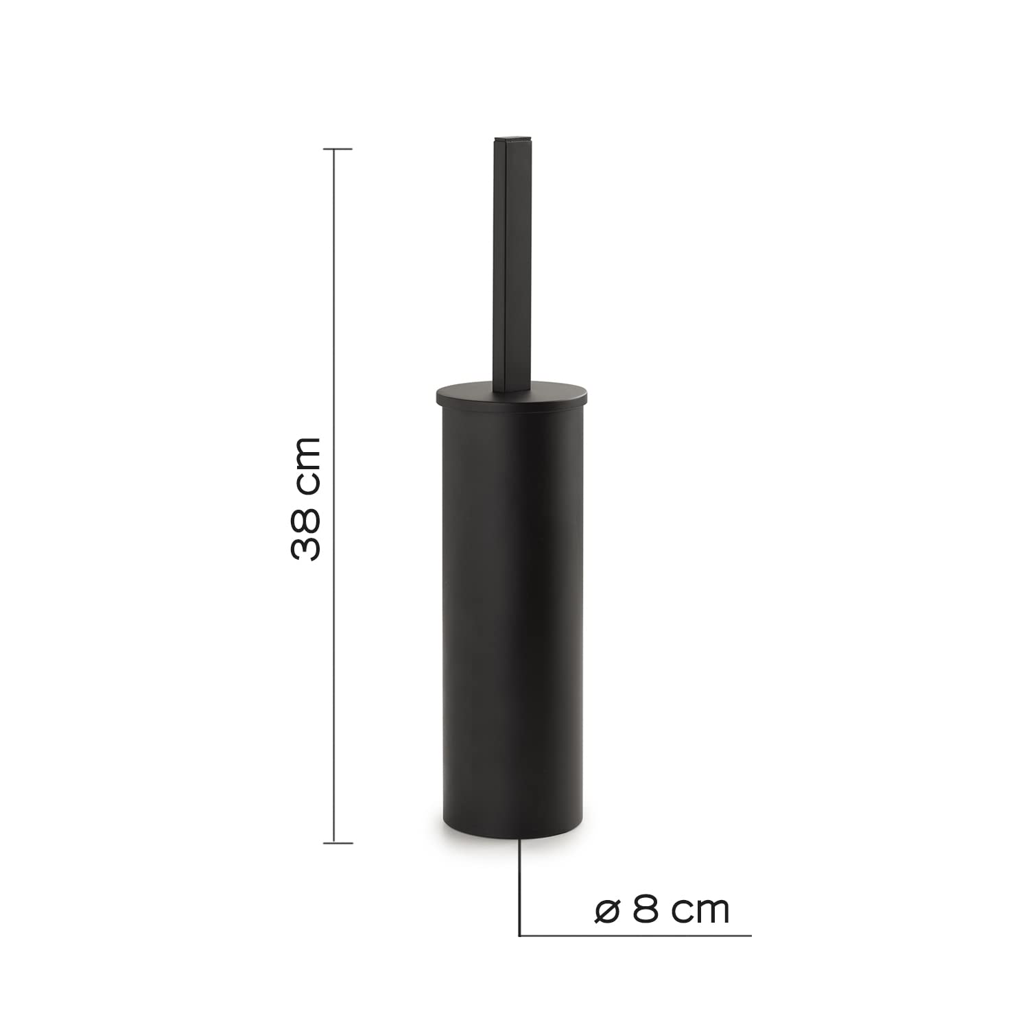 GEDY | John Brosse WC en Acier Inoxydable, Finition Noire, Dimensions 38 x 8 x 8 cm et Poids 0,522 kg
