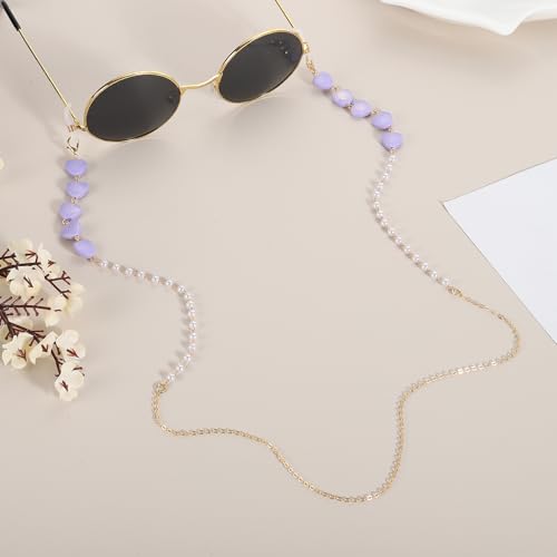 Image of uxcell Beads Eyeglass Chain, Pearl Glasses Strap Eyewear Retainer Chain Around Neck Sunglass Holder for Girls Women