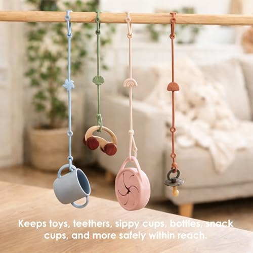 Andy Bear Toy Straps for Baby Toy Safety Straps Silicone High Chair Toys Straps Toddler Bottle Straps for Strollers, High Chair, Cribs, Car Seat, Stroller Accessories, Baby Pacifier Clip-Sage — view 2