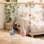 Andy Bear Straps de jouets pour bébé Straps sécurité des jouets Silicone Chaise haute Jouets Straps pour enfants Bouteille pour poussettes, Chaise haute, Lit bébé, Siège auto, Accessoires pour poussette, Clip-Dusty bleu