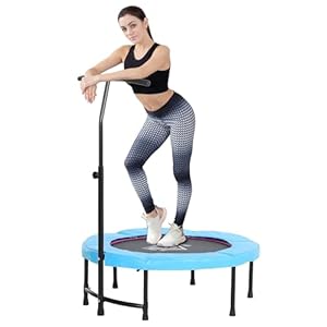 HOMCOM 40″ Fitness Trampoline with Adjustable Handle, Rebounder Trampoline, Mini Jumper for Indoor Exercise Workout