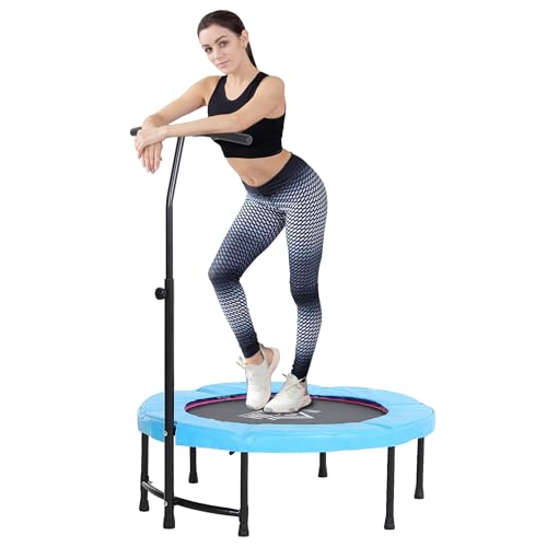 HOMCOM 40" Fitness Trampoline with Adjustable Handle, Rebounder Trampoline, Mini Jumper for Indoor Exercise Workout