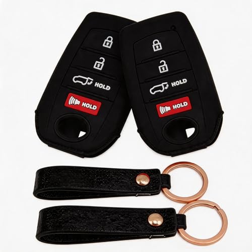 TyranCoupe Silicone Key Fob Cover 2 Pack, Key Protector - 360° Key Protection Case for Toyota 4-Button Smart Key (2019-2026 RAV4/Camry/Highlander), Anti-Scratch Silicone Key Cover (Black/Black)