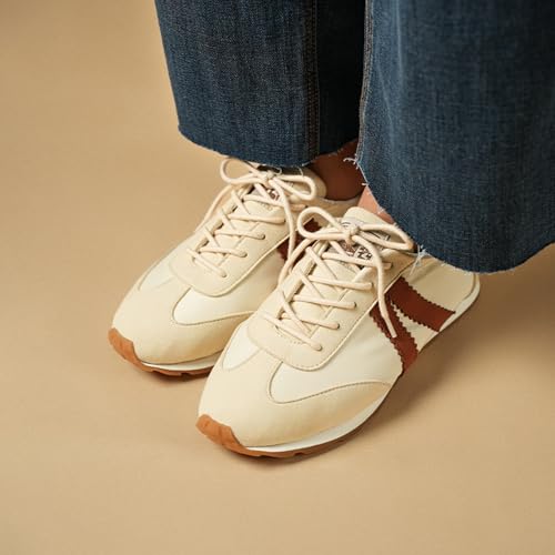 Image of Theater Fuji Casual Sneakers in Suede for Women | Stylish Flat Lace-Up Shoes | Lightweight Comfortable Footwear with Cushioned Insole