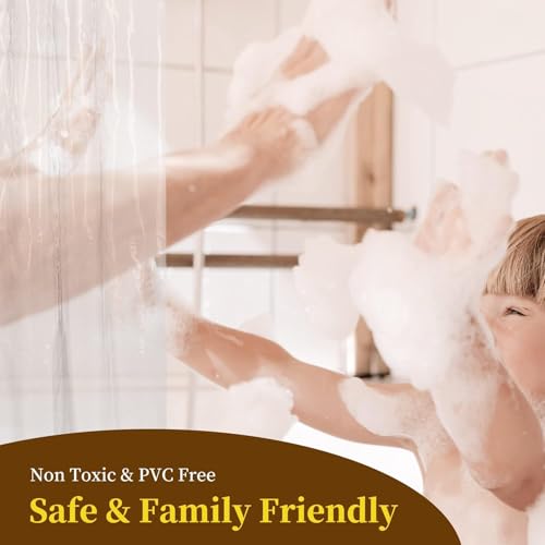Image of Barossa Design 54 inch x 72 inch Frosted Stall Shower Curtain Liner with 3 Magnets - Waterproof PEVA Shower Liner for Bathroom Stall, PVC Free, Metal Grommets - Frost, 54x72