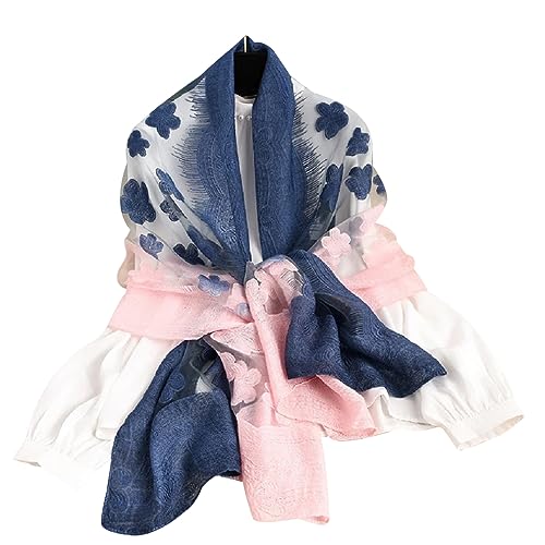 The Crafty Owl Two Tone Sheer Hollow Floral Organza Scarves/Shawls//Shawls/Hijab for Women3
