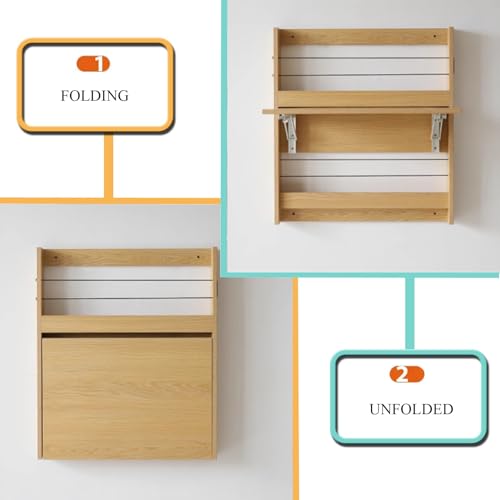 Bureau mural flottant blanc table d'écriture pliante en bois pour ordinateur - 6