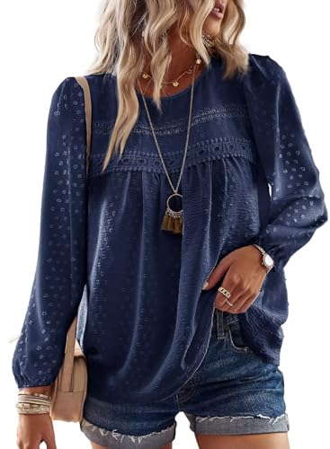 Image of Falechay Womens Tops Flowy Boho Dressy Casual Lace Cute Long Sleeve Shirts