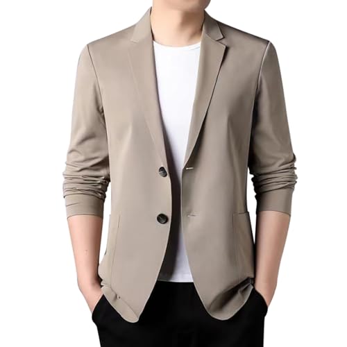 Foweknow Sakko Blazer - Chaqueta de vestir para hombre, de color liso, versátil, transpirable, corte regular, chaqueta de trabajo, fina, tallas grandes, deportiva, para exteriores, con botones,