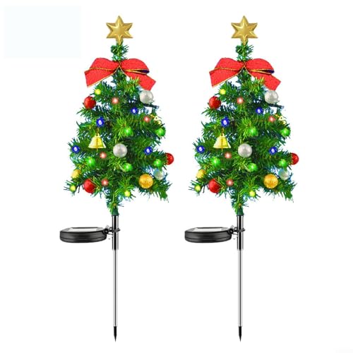 Luces solares para árbol de Navidad, 12 bombillas LED, resistente al agua IP65, sensor de encendido/apagado automático, para jardín al aire libre, césped, patio, pasarela y entrada