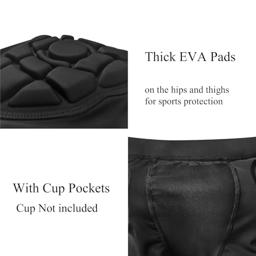 Youth Football Girdle with Hip & Thigh Pads, Kids Padded Compression Shorts w/ Cup Pocket4