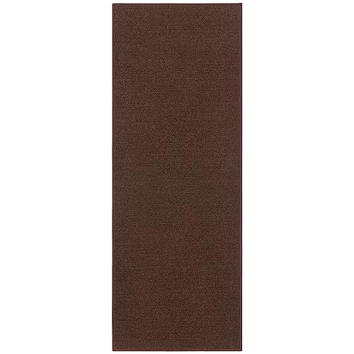 Machine Washable Modern Solid Design Non-Slip Rubberback 2X6 Traditional Runner Rug For Hallway, Kitchen, Bedroom, Living Room, 2'2" X 6', Brown #TOP1