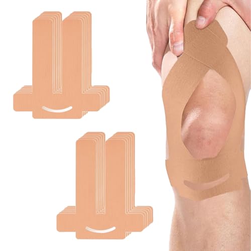 JYIXXZX 12pcs Kinesiotapes para Rodilla, Cintas de Kinesiología Precortadas, Resistentes al Agua y Elásticas Kinesiology Tape, Impermeable y Transpirable, Fisio Cinta para Alivio del Dolor Muscular