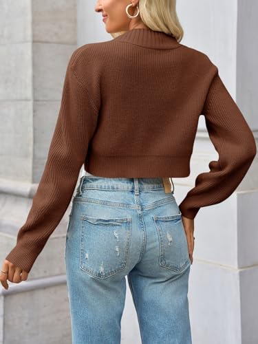Yousify Womens Cropped Bolero Shrug Open Front Long Sleeve Ribbed Cardigan Fall Casual Knit Sweater Jacket3
