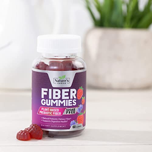 Vegan Fiber Gummies Sugar Free - 4 Grams Of Daily Prebiotic Fiber - Max Strength Soluble Fiber Gummy, Supports Digestive Health & Regularity, Nature's Non-Gmo Dietary Fiber Supplement - 60 Gummies #TOP6