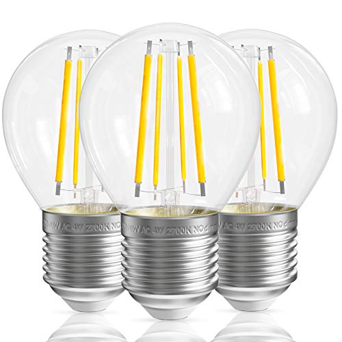 QNINE Bombillas LED E27 Luz Calida, 4W Equivalente a 40W, 400lm, Globo Bombillas Vintage Edison de Cristal, No Regulable, 3 Unidades Cover