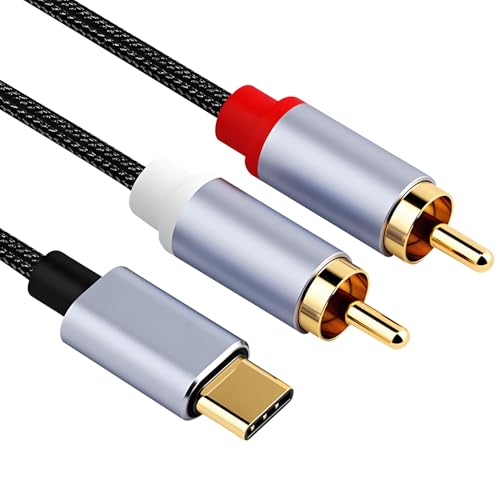 kwinfei USB C auf Cinch Audio Kabel 2RCA, USB-C zu RCA Adapter für Phone 17/16/15 Serie, Galaxy, Heimkino, Verstärker, Lautsprecher, Autoradio, Hochwertiger USBC auf Chinch Audio...