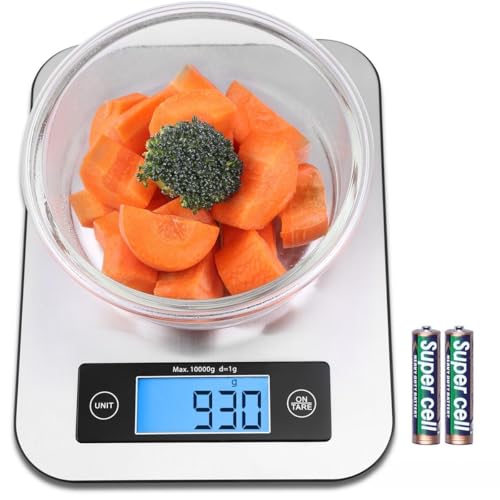 Digital Kitchen Food Scale, Small Cooking Scale with Stainless Steel Panel, Fast Unit Switching Kitchen Weighing Scale, Holds Up to 11 Ibs/5 Kg (Silver)