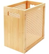 Thalomely Office Trash Can, Wicker Waste Basket for Home, 4 Gallon, Natural | FSC Bamboo, Breatha...