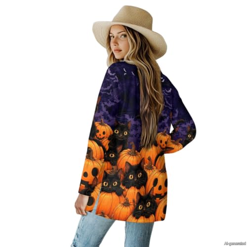 Image of Forchrinse Red Ladybug Cardigan for Women Causal Long Sleeve Open Front Cardigans Sweater Fashion 2024 Fall Coat with Pockets