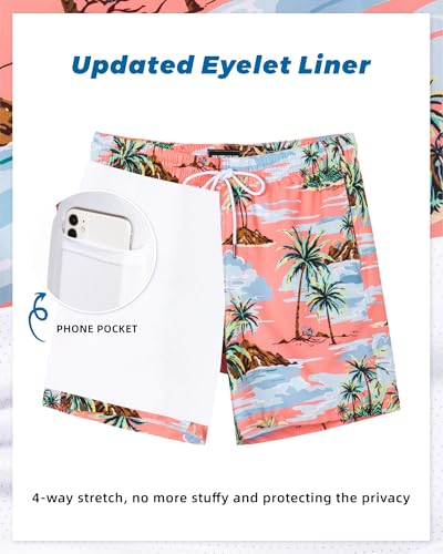 Image of SURF CUZ Mens Swim Trunks with Compression Liner Swim Shorts 7 inch Swimming Trunks Stretch 7 Inch Swim Suits Quick Dry