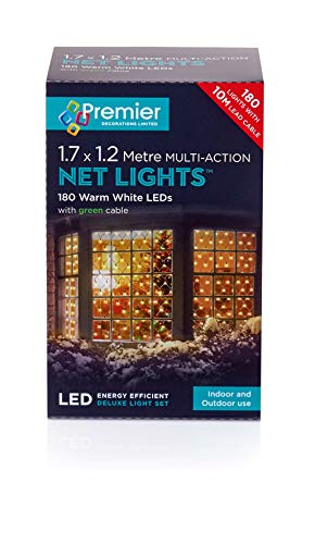 Filet Lumineux 180 LED Premier Blanc Chaud 1,75 x 1,2 m avec interrupteur Marche/Arrêt