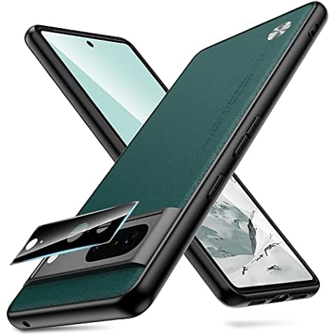 SNUNGPHIR for Google Pixel 7 Case, Soft PU Leather Back Flexible TPU Shockproof Silicone Bumper Phone Case with Camera Lens Protector, Thin Slim Protective Cover for Pixel 7 6.3'' 5G Green Cover