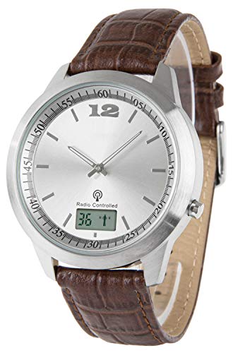 Funk-Armbanduhr, Edelstahl, mit Datum + Sekundenanzeige