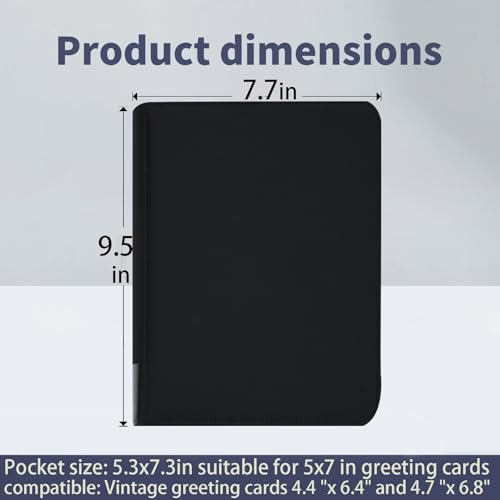 Image of greeting card book organizer,christmas card photo album,birthday card organizer binder,for greeting card box keepsake storage and display,holds 84 cards (black)