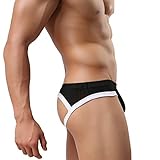 MuscleMate Athletic Jockstrap for Men, Men's Stretchy Jockstrap Thong Underwear. (US, Alpha, Large, Regular, Regular, Black)