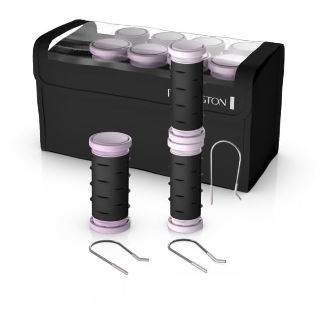 Travel Size Compact Ceramic Hot Hair Rollers Set – 10 Piece, Fast Heat‑Up, Ionic & Anti‑Static Technology, Dual Voltage, Black